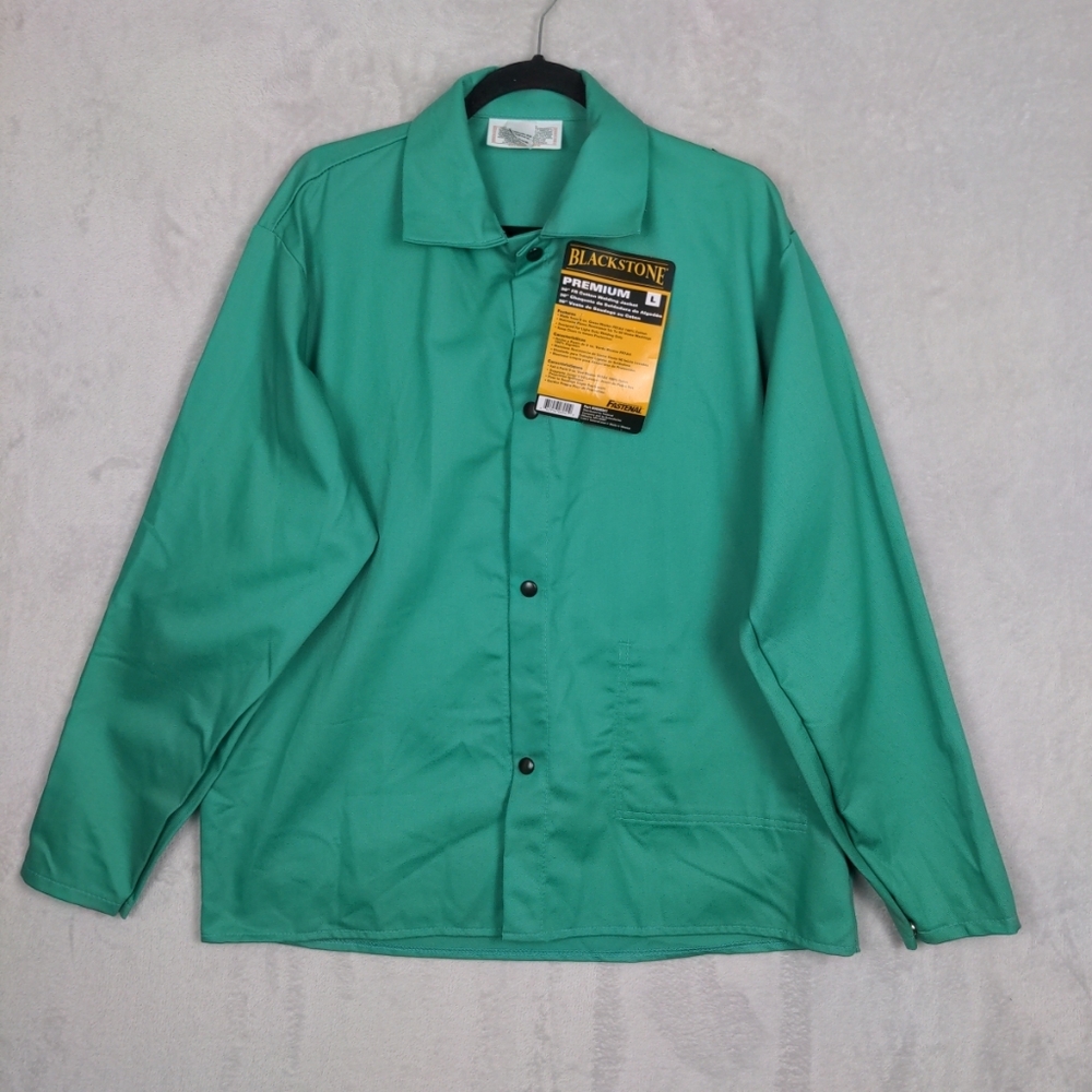 NWT Fastenal Blackstone Welding Jacket Men Large Green 30" Fire Resistant Cotton